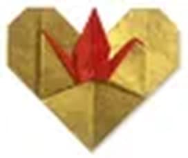 Hướng dẫn gấp Trái tim gắn con hạc - Gấp giấy Origami