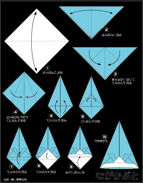 Hình ảnh hướng dẫn cách gấp giấy mũ tam giác dài - Gấp giấy Origami