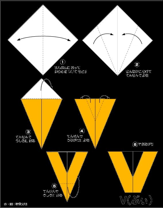 Hình ảnh hướng dẫn cách gấp chữ V - Gấp giấy Origami
