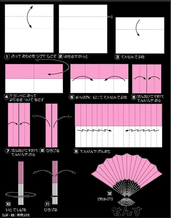 Hướng dẫn gấp Quạt giấy - gấp giấy Origami Nhật Bản - Gấp giấy Origami