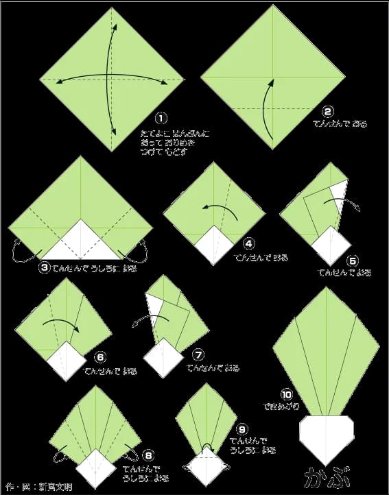 Hướng dẫn gấp Củ cải - Gấp giấy Origami