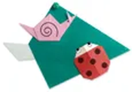 Hướng dẫn gấp Ốc sên và bọ cánh cứng đậu trên lá cây - Gấp giấy Origami