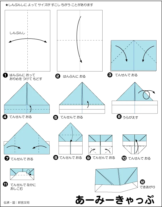 Hướng dẫn gấp Mũ phớt - Gấp giấy Origami diagram