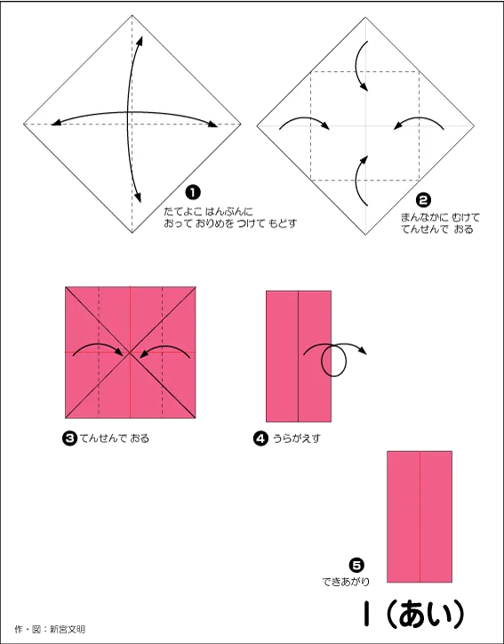 Hướng dẫn gấp Chữ I - Gấp giấy Origami diagram
