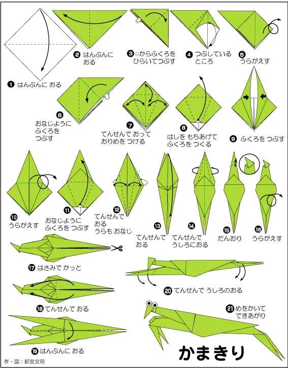 Hướng dẫn gấp Bọ ngựa - Gấp giấy Origami diagram