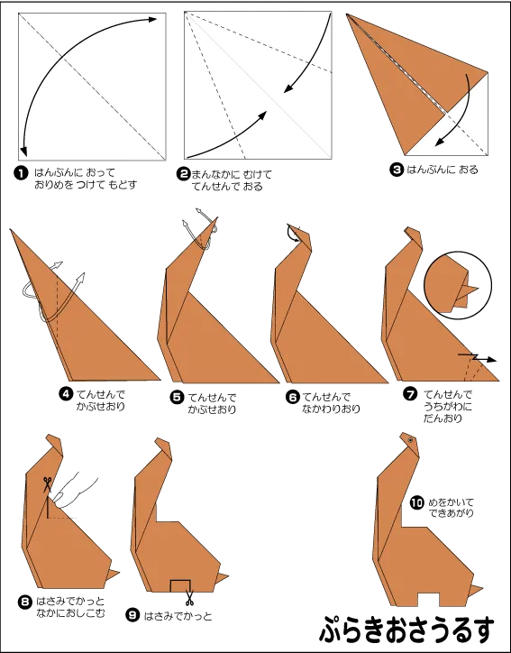 Hướng dẫn gấp Khủng long 1 - Gấp giấy Origami diagram