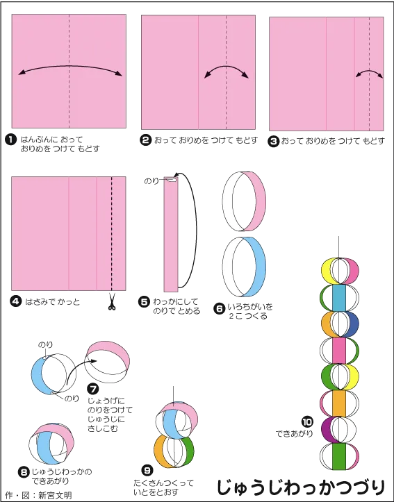 Hướng dẫn gấp Vòng tròn trang trí - Gấp giấy Origami diagram