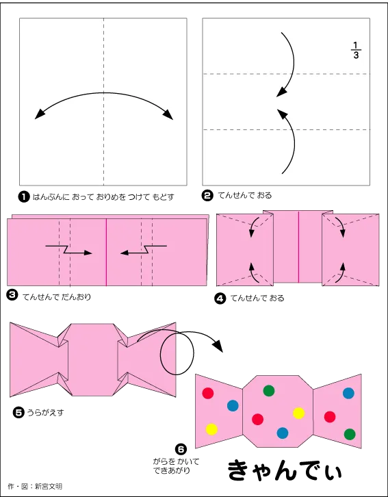 Hướng dẫn gấp Kẹo bằng giấy - Gấp giấy Origami diagram