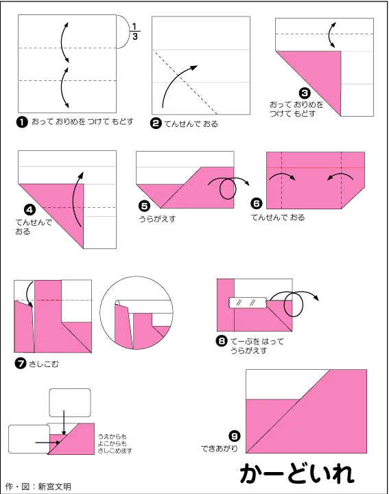Hướng dẫn gấp Bao đựng thẻ bằng giấy - Gấp giấy Origami diagram