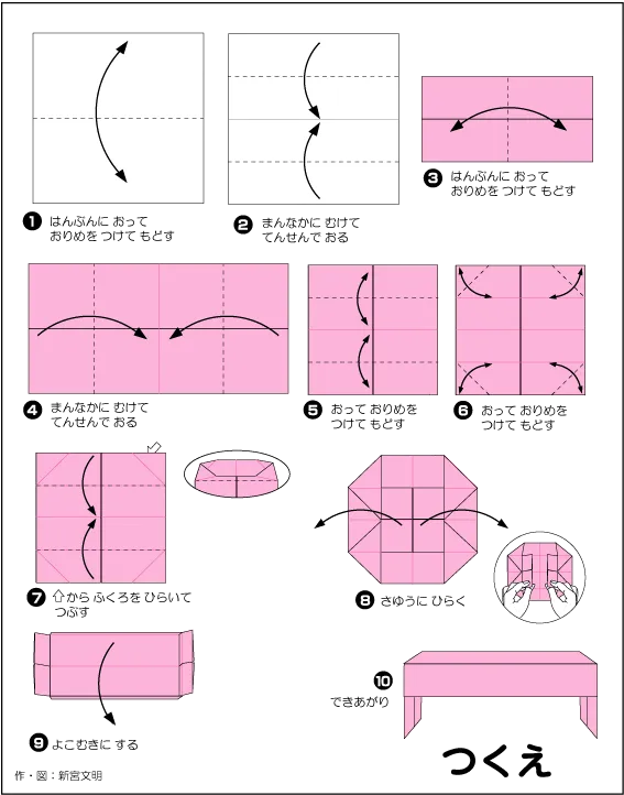 Hướng dẫn gấp Bàn - Gấp giấy Origami diagram