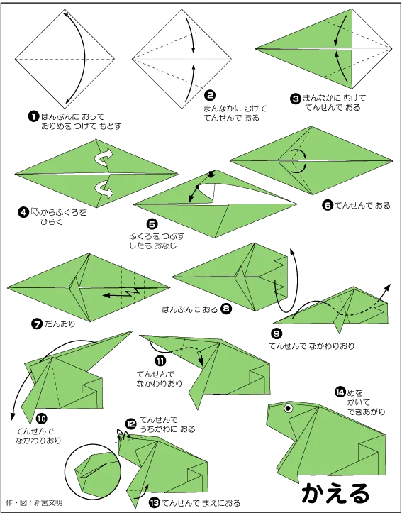 Hướng dẫn gấp Ễnh ương - Gấp giấy Origami diagram