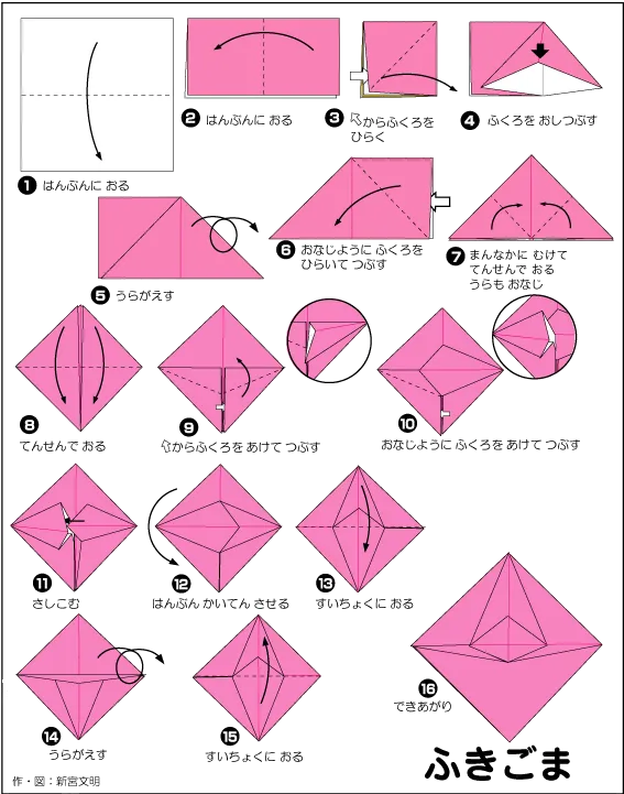 Hình ảnh hướng dẫn cách gấp con quay bằng hơi - Gấp giấy Origami