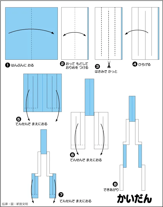 Hướng dẫn gấp Cầu thang - Gấp giấy Origami diagram