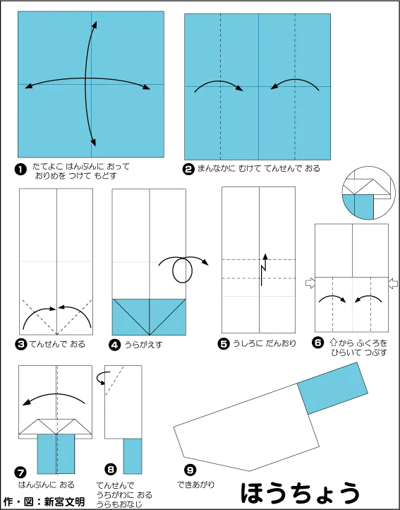 Hướng dẫn gấp Dao - Gấp giấy Origami diagram