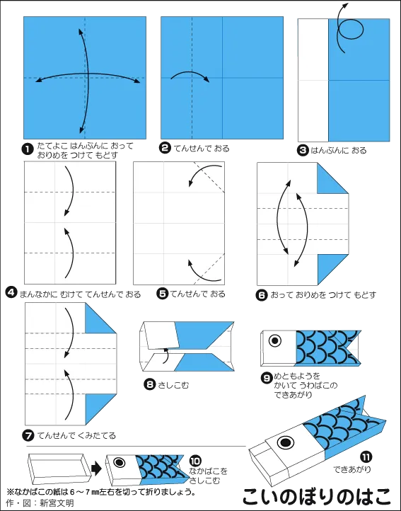 Hướng dẫn gấp Hộp đựng kẹo hình cá chép - Gấp giấy Origami diagram