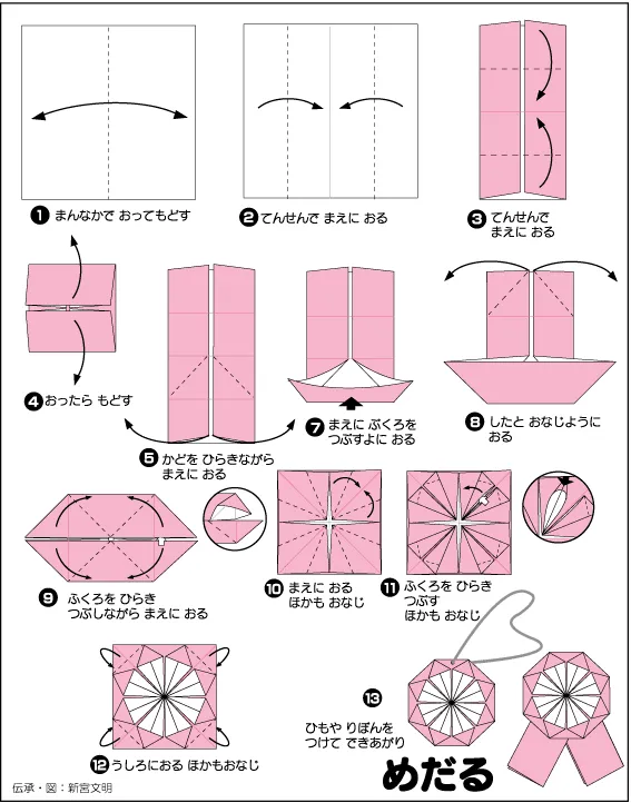 Hướng dẫn gấp Huy chương - Gấp giấy Origami diagram
