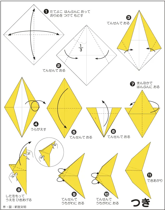 Hướng dẫn gấp Mặt trăng - Gấp giấy Origami diagram