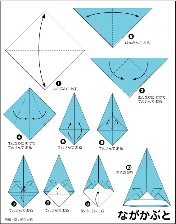 Hình ảnh hướng dẫn cách gấp giấy mũ tam giác dài - Gấp giấy Origami