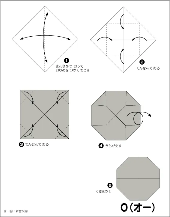 Hướng dẫn gấp Chữ O - Gấp giấy Origami diagram