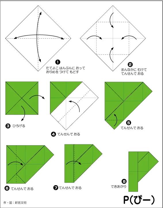 Hướng dẫn gấp Chữ P - Gấp giấy Origami diagram