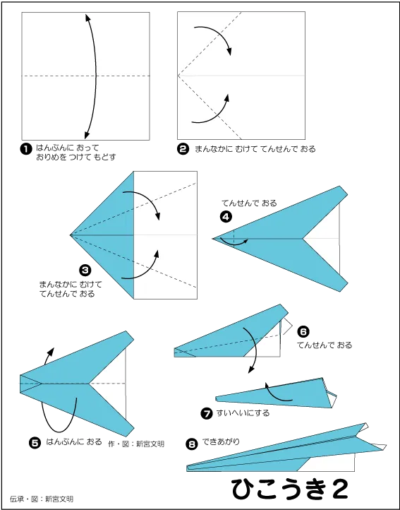 Hướng dẫn gấp Máy bay giấy - Gấp giấy Origami diagram