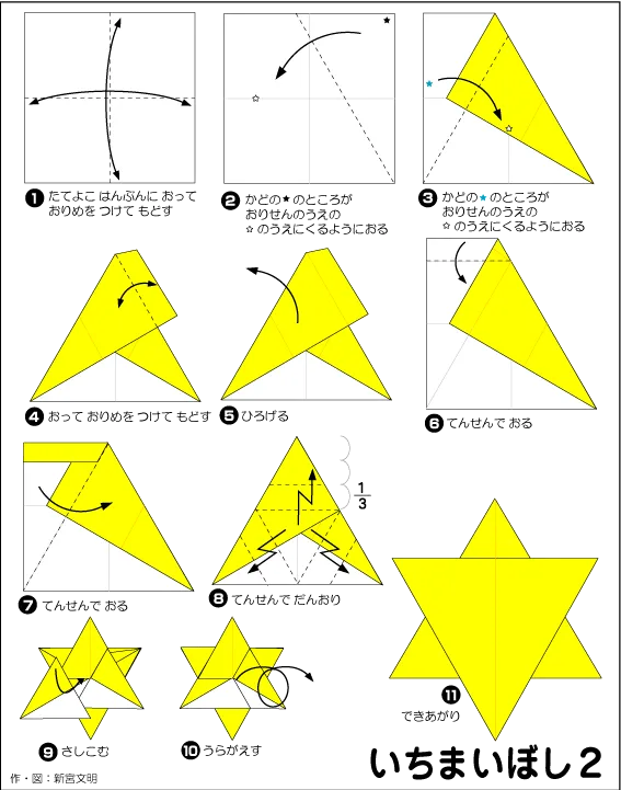 Hướng dẫn gấp Ngôi sao 6 cánh - Gấp giấy Origami diagram