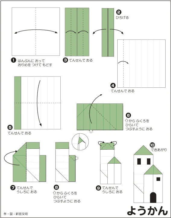 Hướng dẫn gấp Lâu đài - Gấp giấy Origami diagram